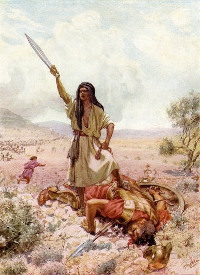 David About to Cut Off Goliath